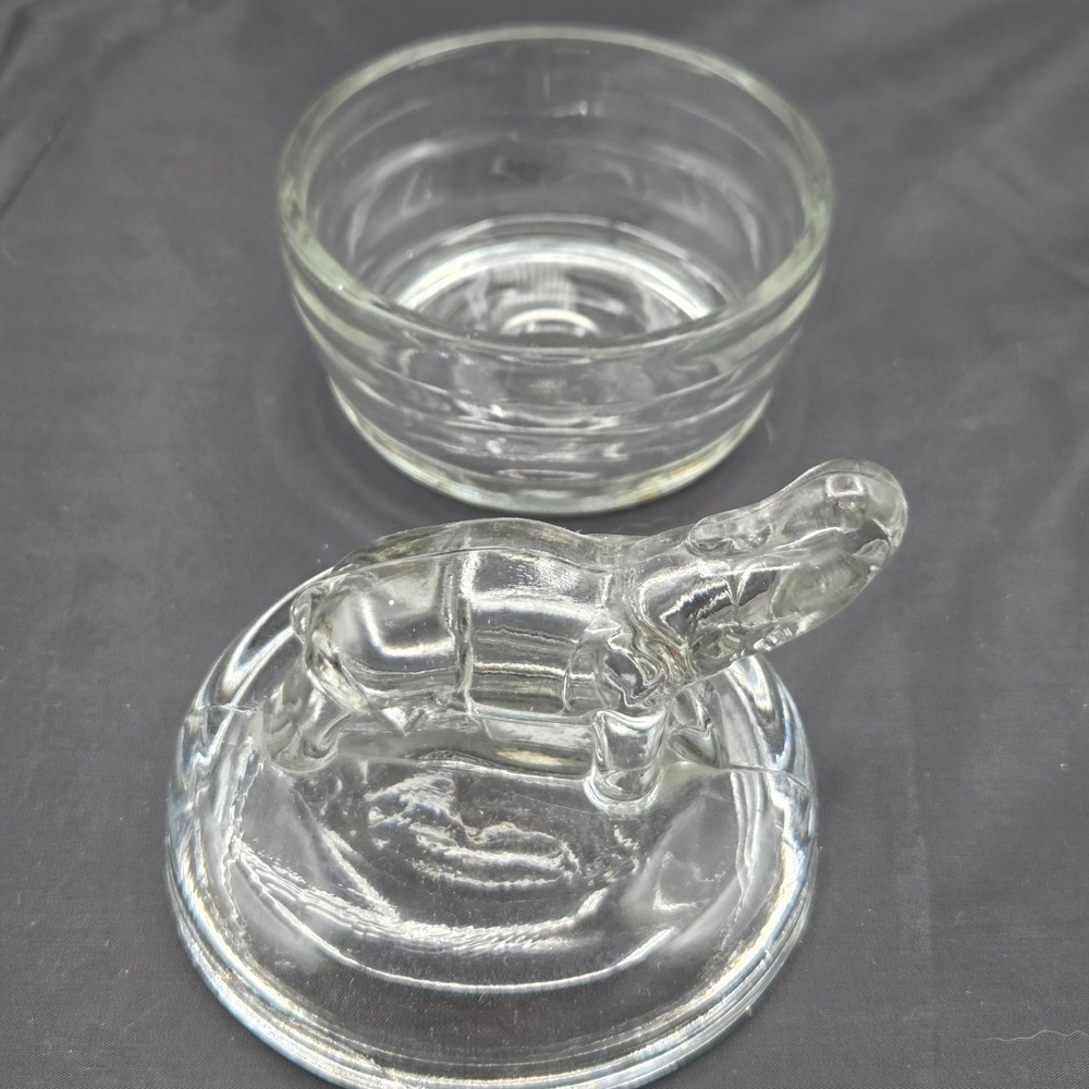 Vintage Jeanette Glass Elephant Powder Jar Trinket Candy Dish 5" Tall MCM Vanity - Picture 5 of 9